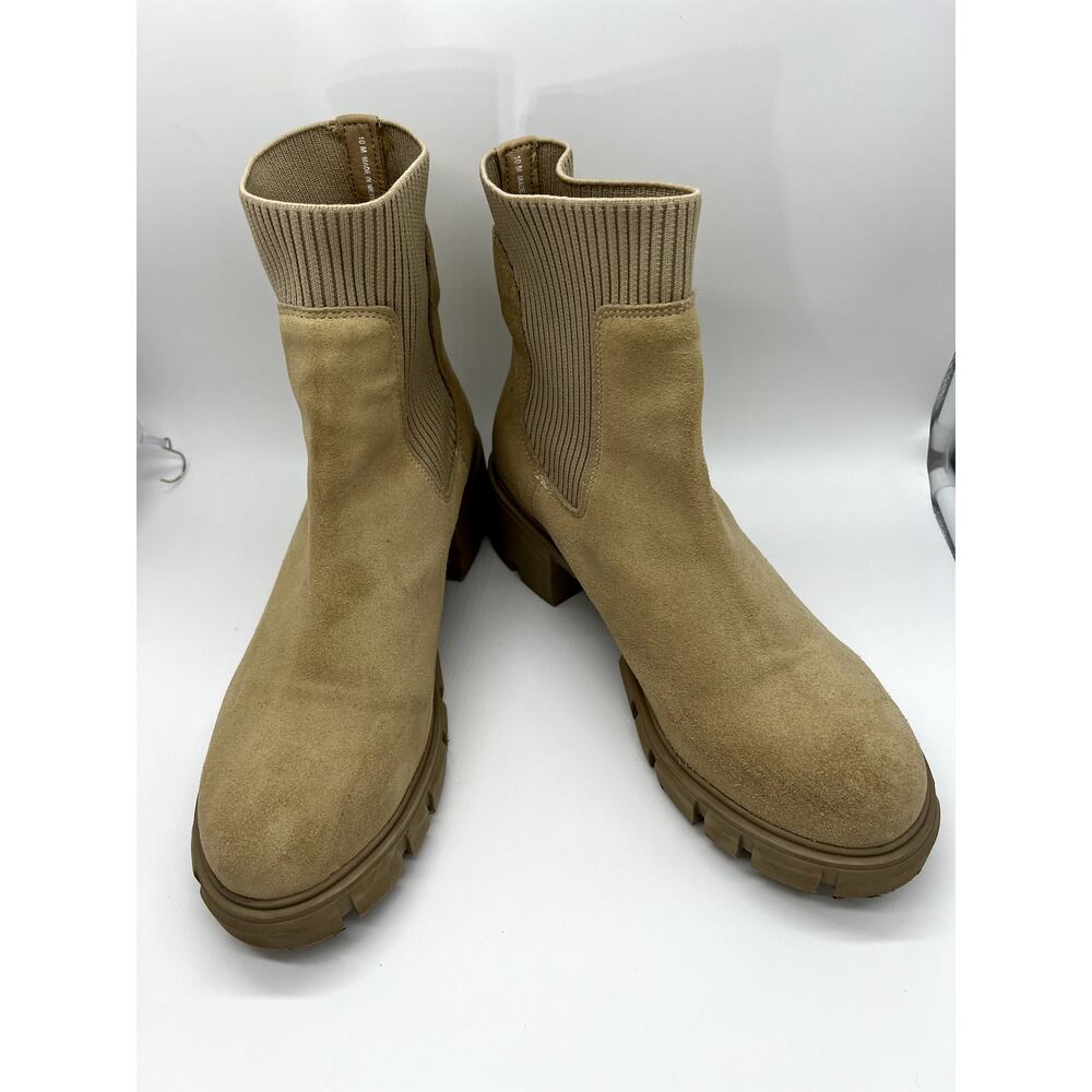 Steve Madden Hayle Sand Ivory Suede Boots With 2" Heel Size 10‎